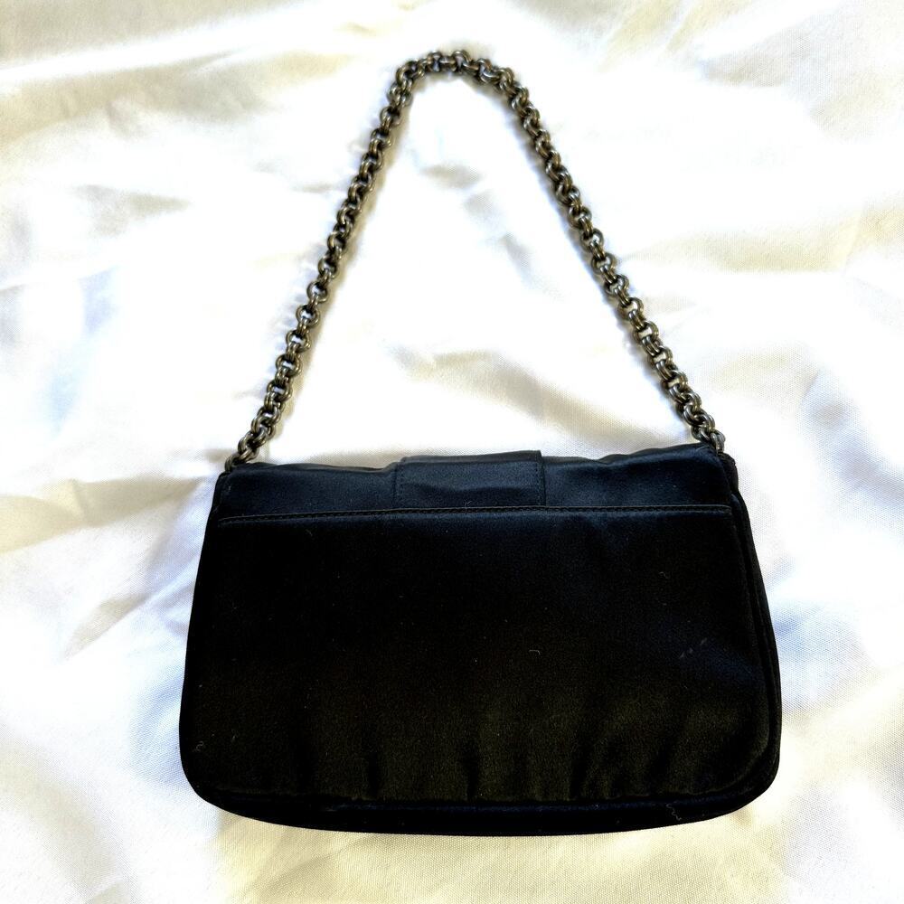 Prada Black Satin Chain Strap Small Handbag - Picture 4 of 10